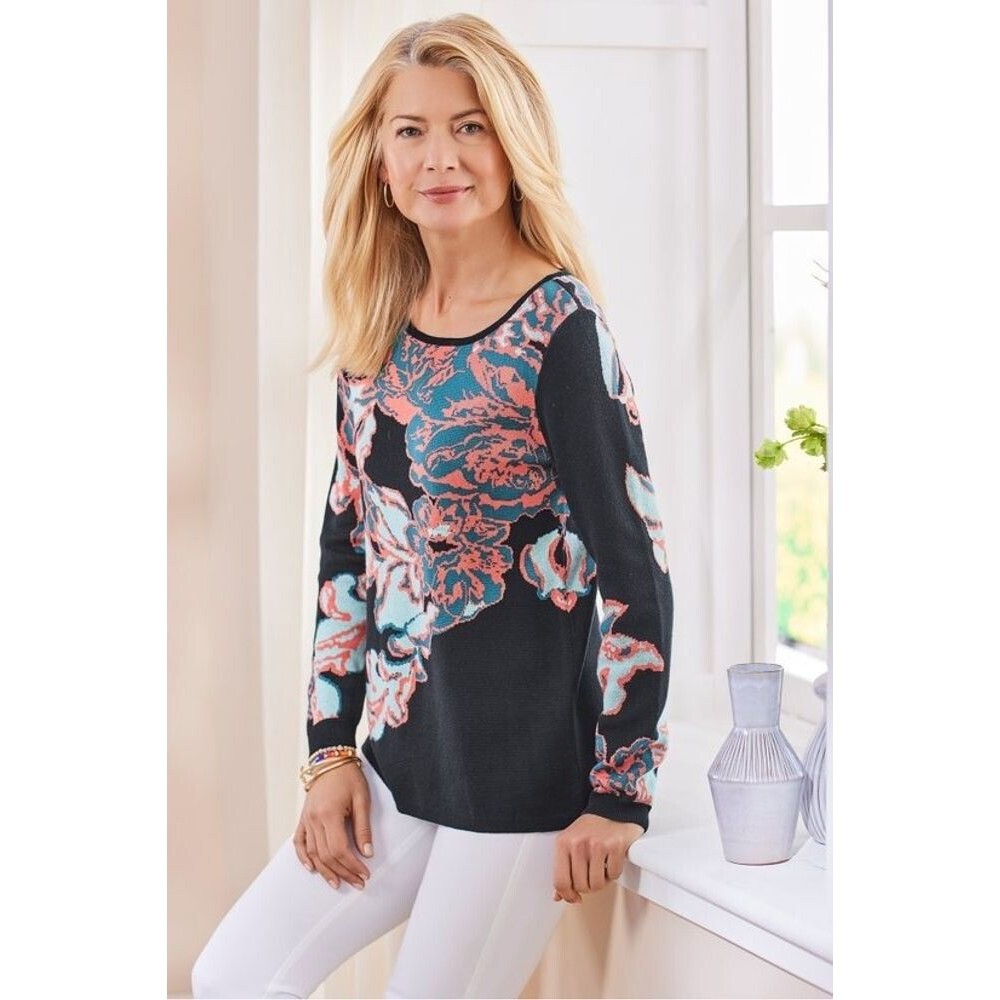 SOFT SURROUNDINGS Seeds Of Spring Sweater Navy Size Medium
